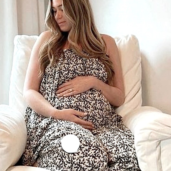 Pinkblush Maternity Floral Smocked Jumpsuit Wide Leg Cropped Relaxed Fit - Picture 3 of 9